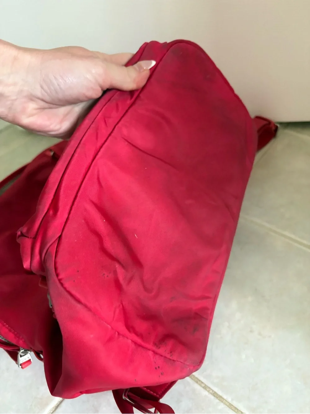 Tumi Red Women’s Backpack with Front Zip Pocket